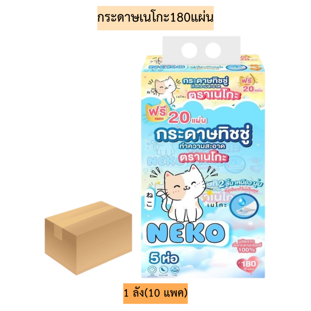 (ยกลัง)กระดาษเนโกะ180แผ่น💛 1ลัง10แพค