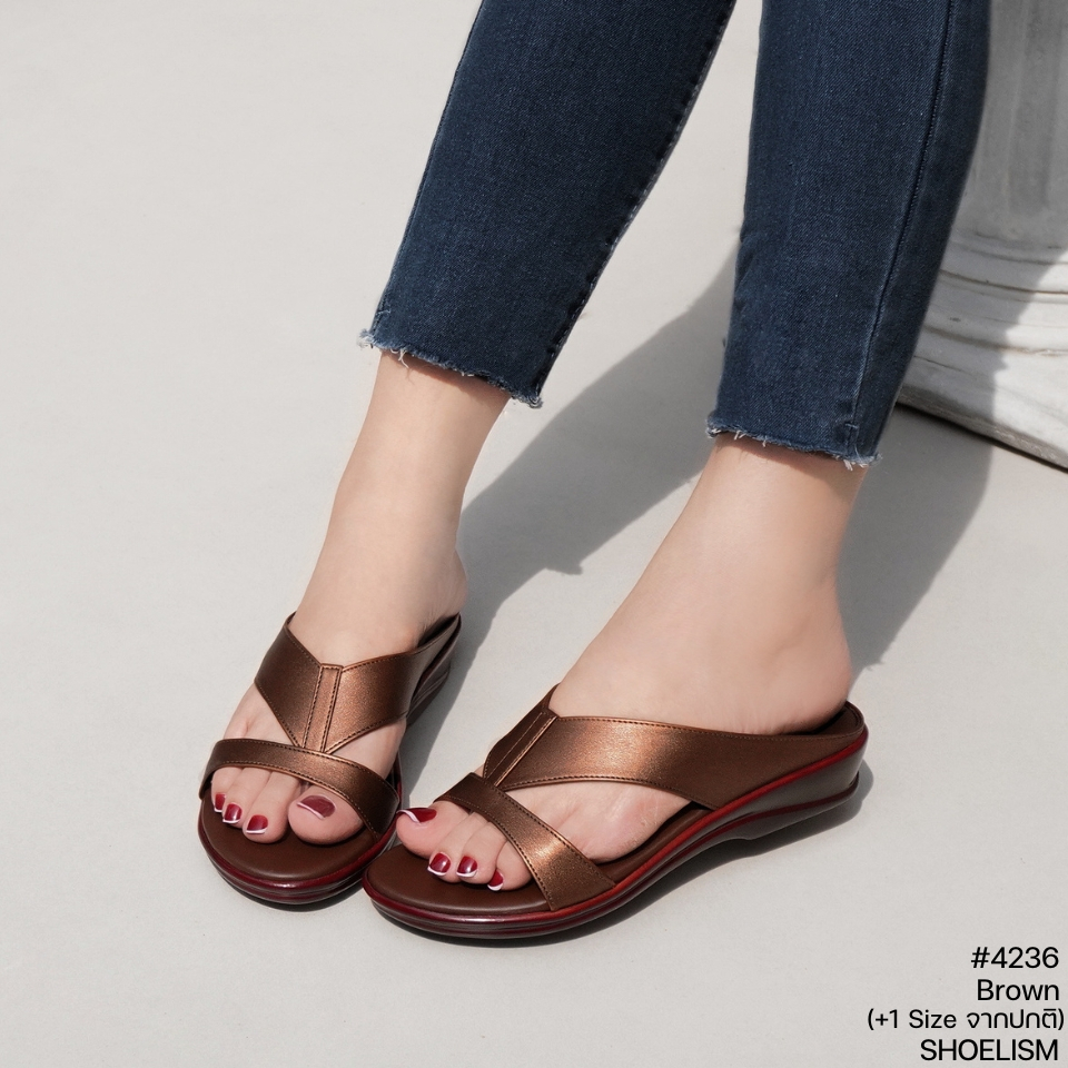 #4236 #รองเท้าแตะลำลอง ดีไซน์เก๋ เก็บหน้าเท้าดูเรียวสวย SHOELISM
