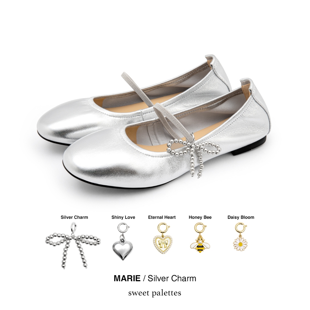Sweet Palettes รองเท้าหนังแกะ Marie Silver Charm