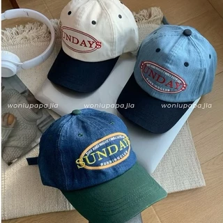 หมวกแก๊ปเบสบอลปัก SUNDAYS มี 3 สี ผ้าฝ้าย100% สไตล์เกาหลี