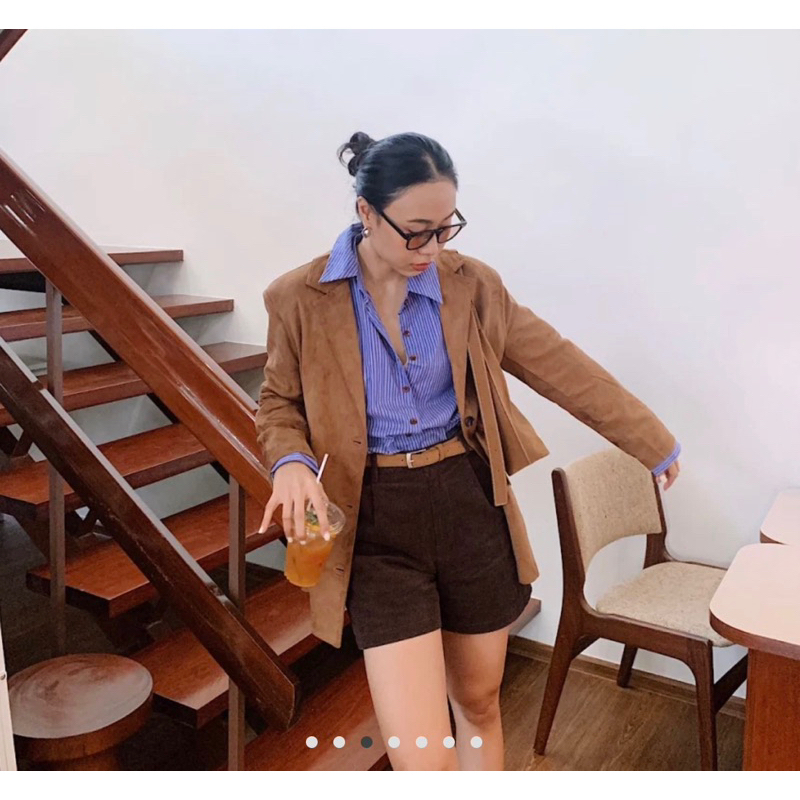 ส่งต่อ PPLAIN.PP-daily corduroy shorts w.suede belt สี brown size L