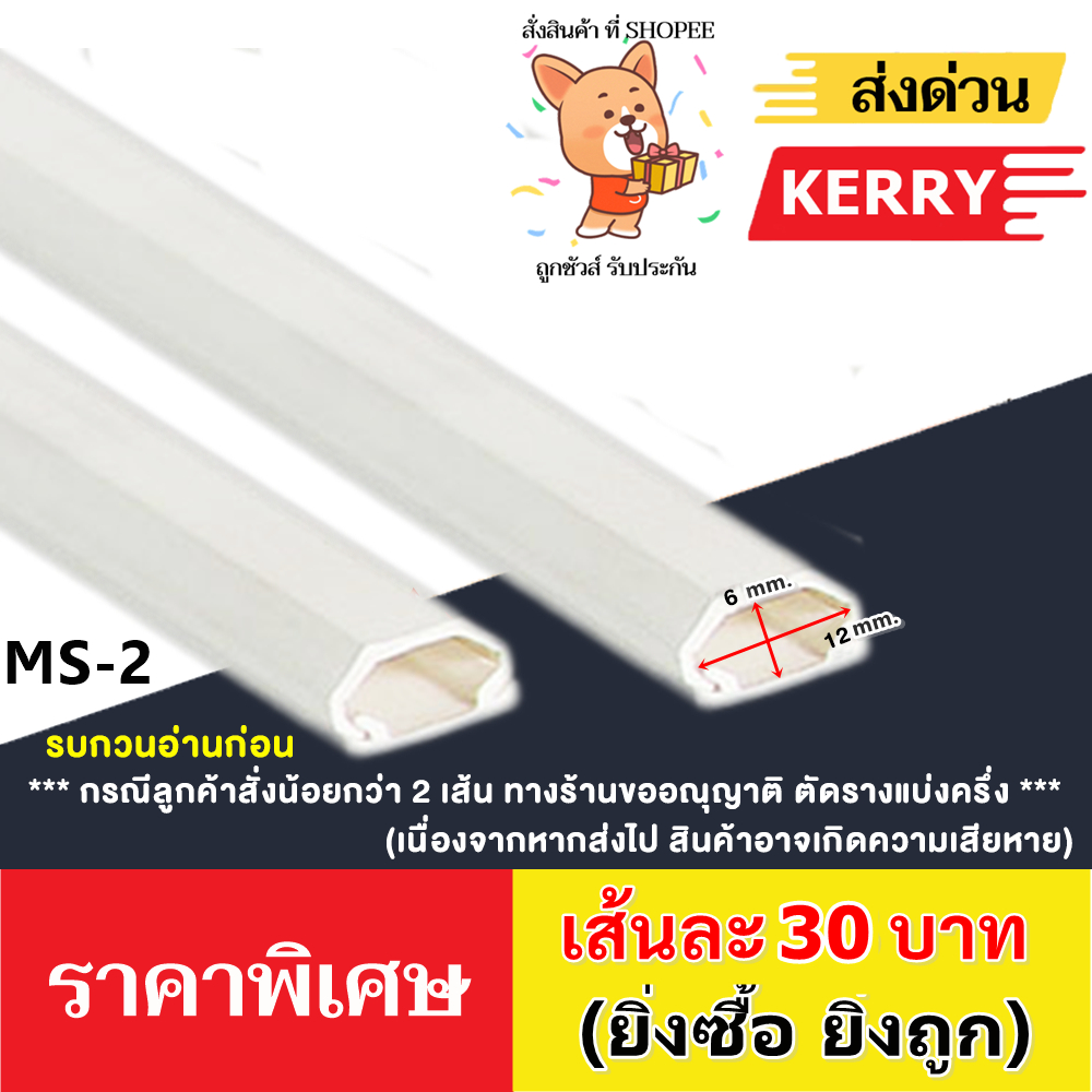 PRI ราง เก็บสายไฟ รุ่น PR-T2 (ขนาด 6*12 mm) พร้อมเทปกาว 2 ด้าน (1 เส้น = 1 เมตร) ราง เก็บสาย โทรศัพท์ **