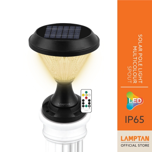 LAMPTAN โคมไฟหัวเสาพลังงานแสงอาทิตย์ Solar Pole Light Multi-Colour SPOUT 15w 3แสงในโคมเดียว ควบคุมแส