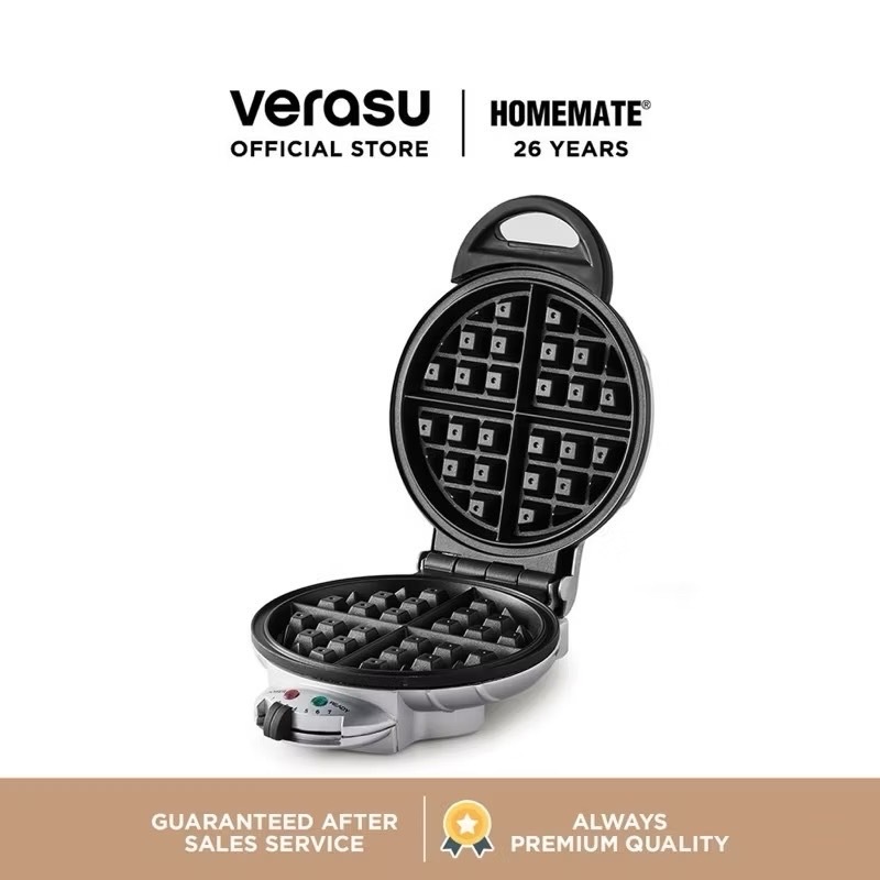 HOMEMATE เครื่องทำวาฟเฟิล ครอฟเฟิล แบบกลมหนา Waffle Maker รุ่น HOM-TSK2105B โดย Verasu รับประกัน 1 ป