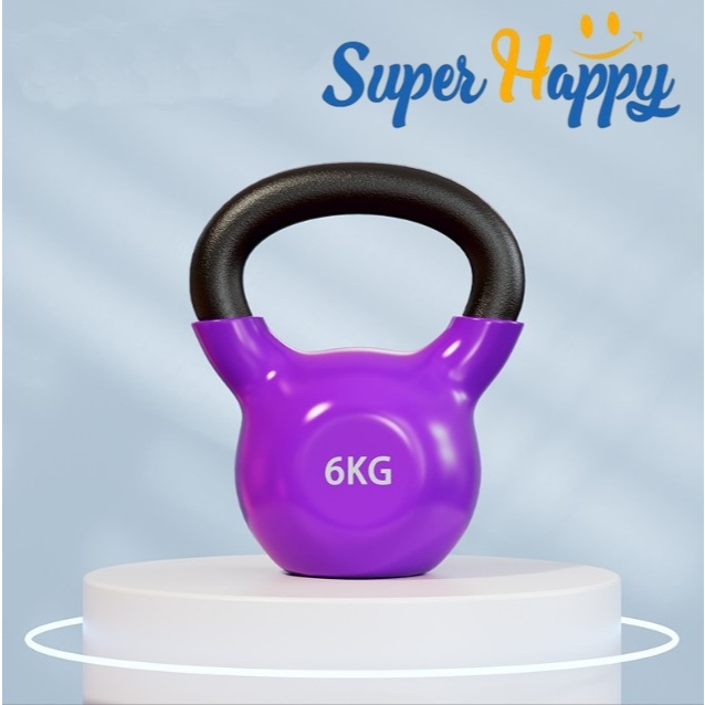 เคตเทิลเบล 6KG ลูกตุ้มยกน้ำหนักสีสัน เหล็กหล่อยกน้ำหนักหุ้มด้วยยาง เกรดยิม Kettlebell Dumbbell
