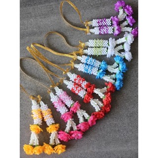 พวงมาลัยพลาสติก แขวนหน้ารถ พวงมาลัยผ้า พวงมาลัยขนาดเล็ก พวงม…