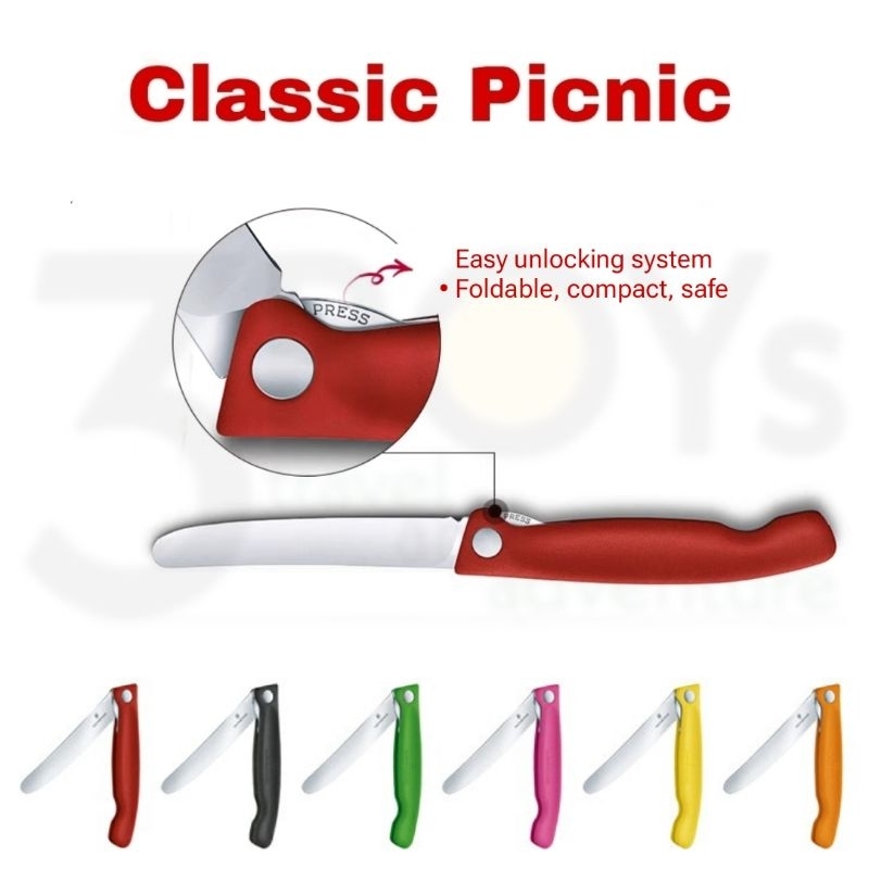 มีดโต๊ะ หั่นสเต็ก ปอกผลไม้ Victorinox รุ่น Classic Picnic Paring Knife มีดทำครัวพับได้ ใบเรียบ/หยัก Liner Lock ของแท้ - รูปที่ 3