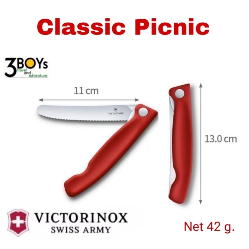 มีดโต๊ะ หั่นสเต็ก ปอกผลไม้ Victorinox รุ่น Classic Picnic Paring Knife มีดทำครัวพับได้ ใบเรียบ/หยัก Liner Lock ของแท้ - รูปที่ 5