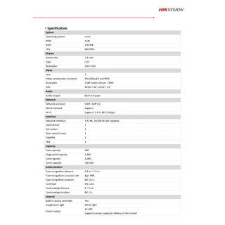 HIKVISION DS-K1T320MFWX เครื่องสแกนใบหน้า ลายนิ้วมือ และบัตร รับประกันสินค้า 3 ปี