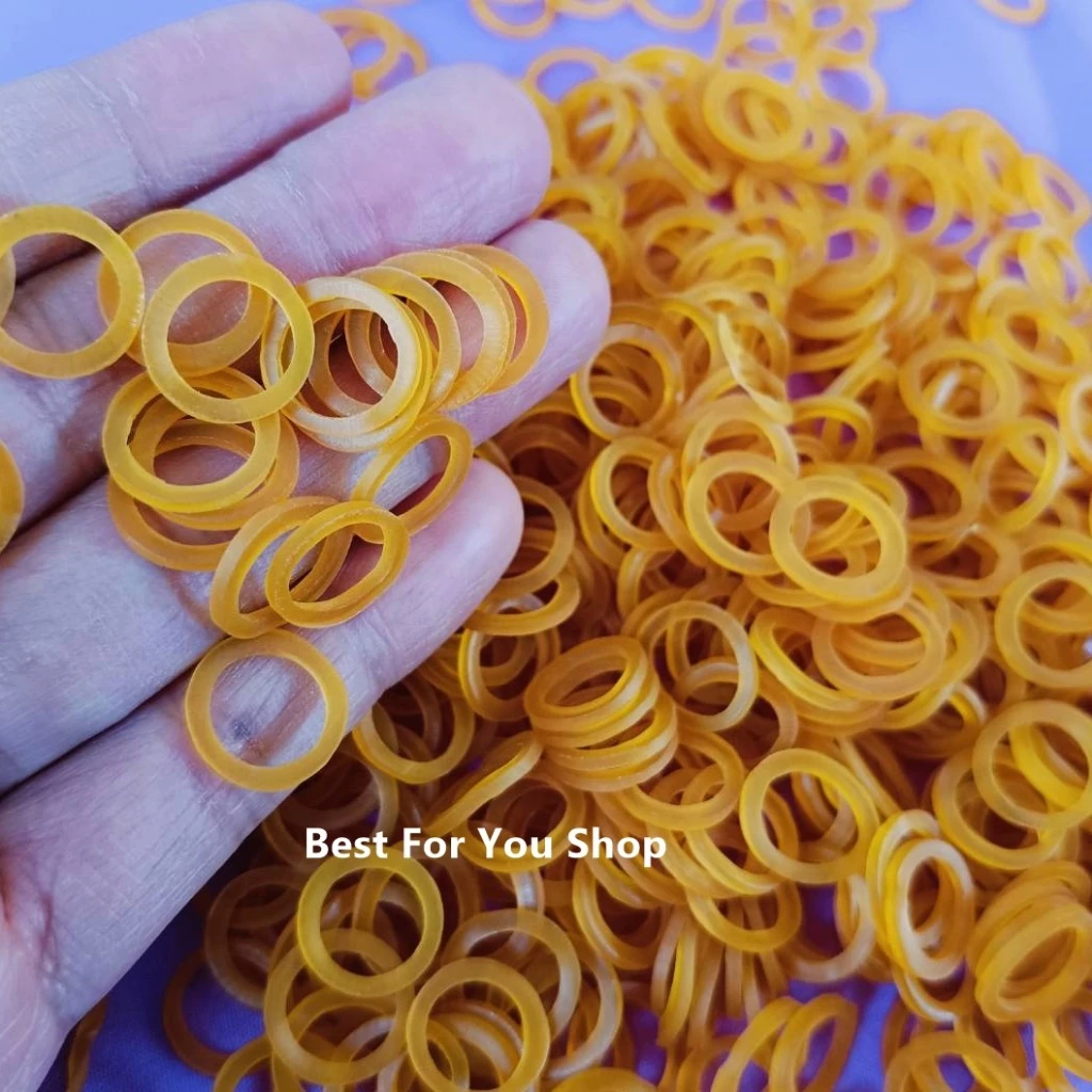 หนังยาง (สีเหลือง) จิ๋ว เส้นเล็ก ขนาด 1 cm (แพ็ค 50 กรัม) สำหรับรัดของที่มีขนาดเล็ก ยางวงเล็ก ทนทานยืดหยุ่น mini rubber