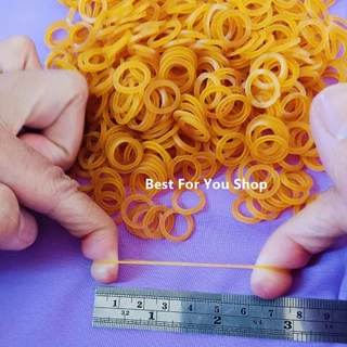 หนังยาง (สีเหลือง) จิ๋ว เส้นเล็ก ขนาด 1 cm (แพ็ค 50 กรัม) สำหรับรัดของที่มีขนาดเล็ก ยางวงเล็ก ทนทานยืดหยุ่น mini rubber