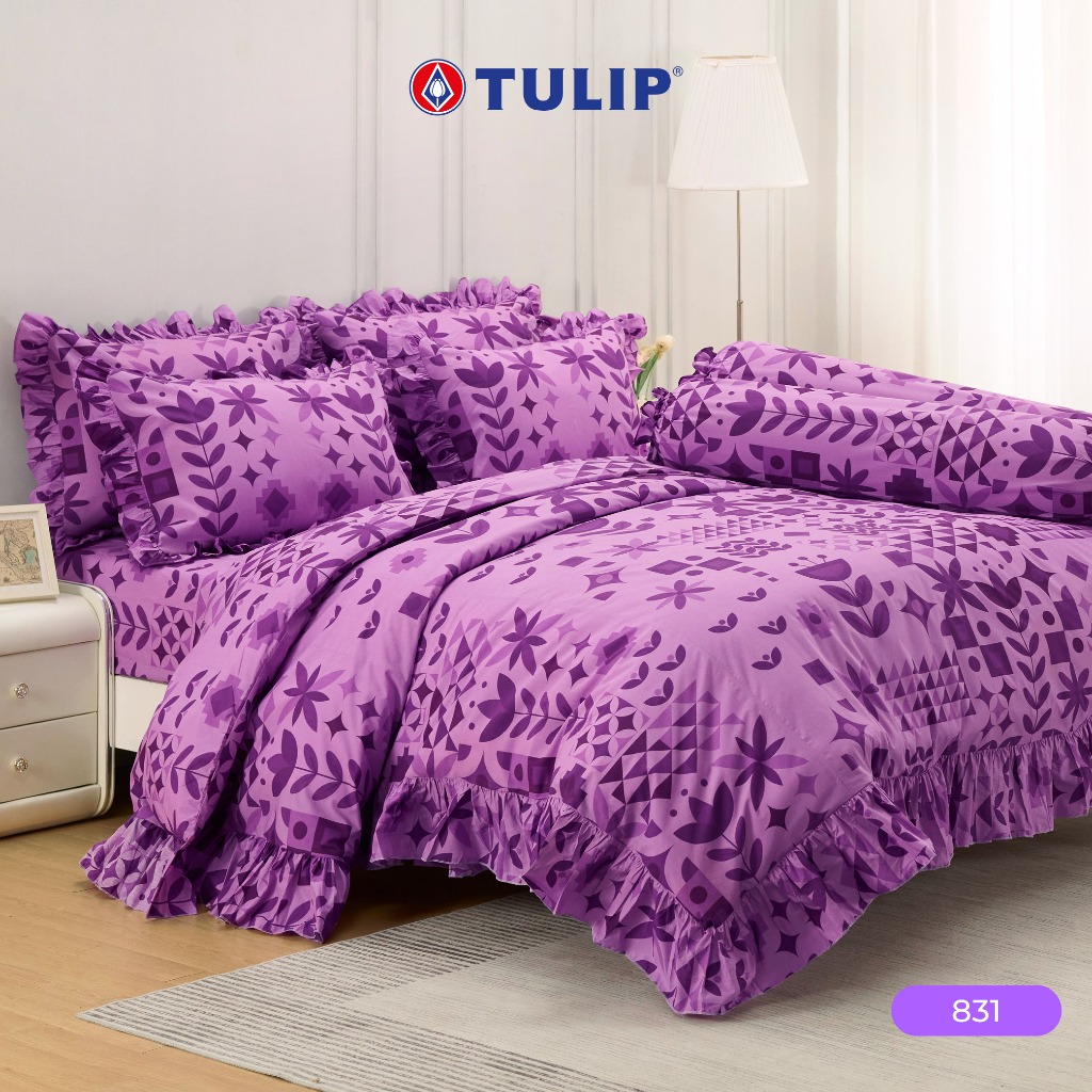 TULIP Cotton Mix พิมพ์ลาย 831 ชุดผ้าปูที่นอน ผ้าห่ม ผ้านวม พิมพ์ลายกราฟิกสวยงาม เนื้อผ้าหนาแน่น