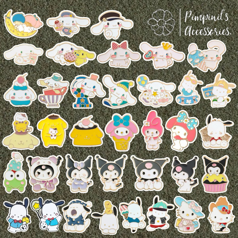 ร้านในไทยพร้อมส่ง : เข็มกลัดเซ็ทตัวละครจากซานริโอ้ | Sanrio Characteristic Enamel Brooch Pin Set.