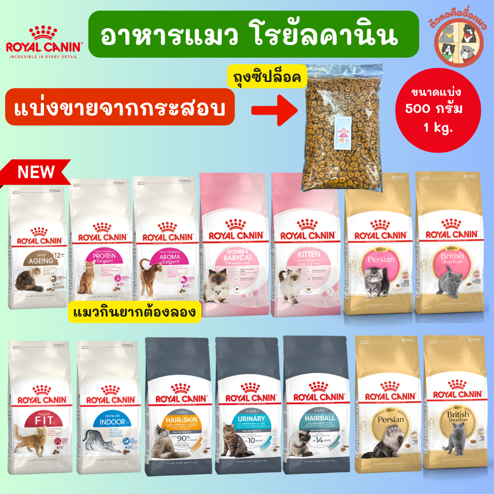 ของแท้! (แบ่งขายจากกระสอบ) Royal Canin  (โรยัล คานิน อาหารเม็ดแมว) อาหารแมวทุกช่วงวัย EXP2027