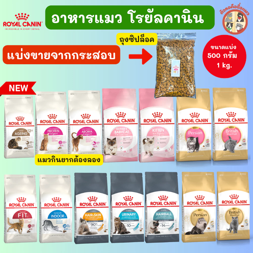 ของแท้! (แบ่งขายจากกระสอบ) Royal Canin (โรยัล คานิน อาหารเม็ดแมว) อาหารแมวทุกช่วงวัย EXP2027