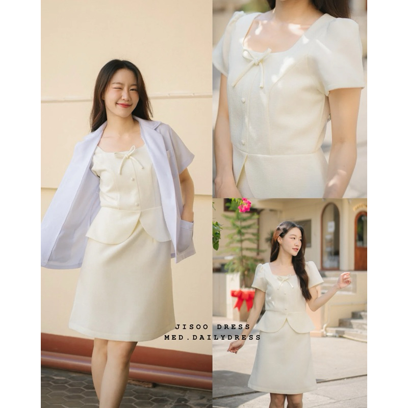 mdd.co พร้อมส่ง JISOO dress ชุดไปทำงาน งานประชุม เรียบร้อยผู้ดี