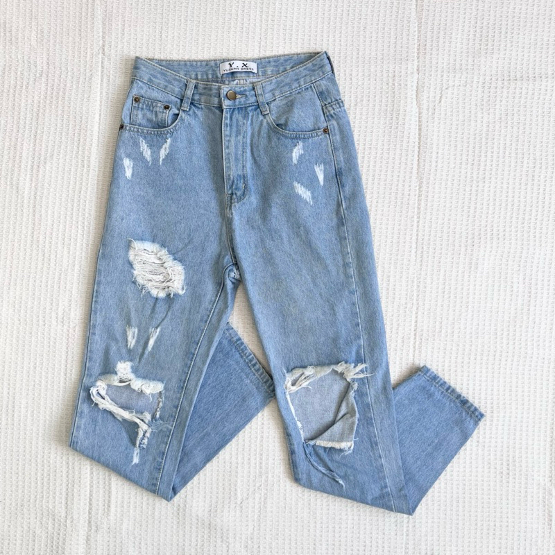 (A001) - เอว 26” Yuxuan dress กางเกงยีนส์ขายาว