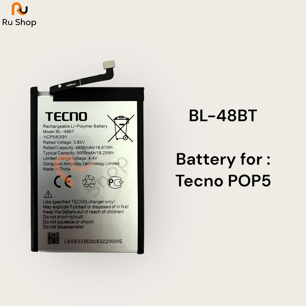แบตเตอรี่ Battery Tecno POP5 model BL-48BT