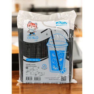 (1ห่อ) หลอดงอ 8 มิล 250 เส้น **ตราแมว ไม่หุ้มฟิล์ม หลอดพลาสติก หลอดอนามัย หลายสี