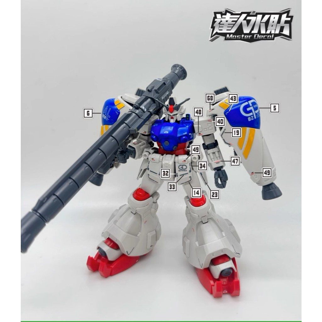 ดีคอลน้ำ[MASTER DALIN] HO 76 HGUC 1/144 RX 78GP02A PHYSALIS [ TYPE MLRS] GUNDAM WATER SLIDE DECAL [FLOURESCENT] HO76