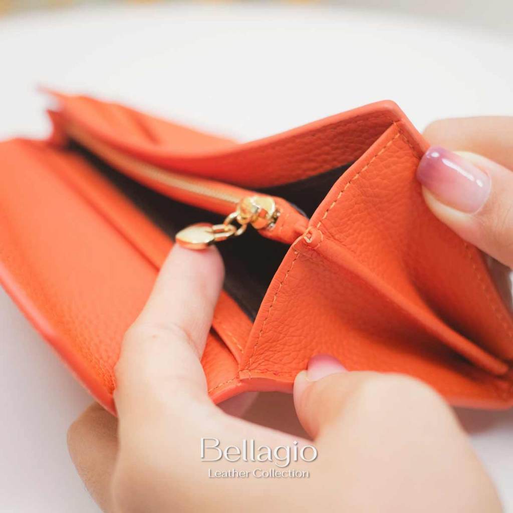 Bellagio รุ่น Verona Wallet กระเป๋าสตางค์ใบยาวหนังวัวแท้ (ทรงบางสลิม) สไตล์ Minimal