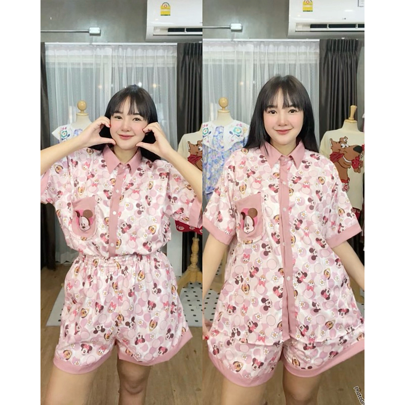 ชุดเซ็ตเชิ้ตขาสั้น2ชิ้นลายน่ารัก