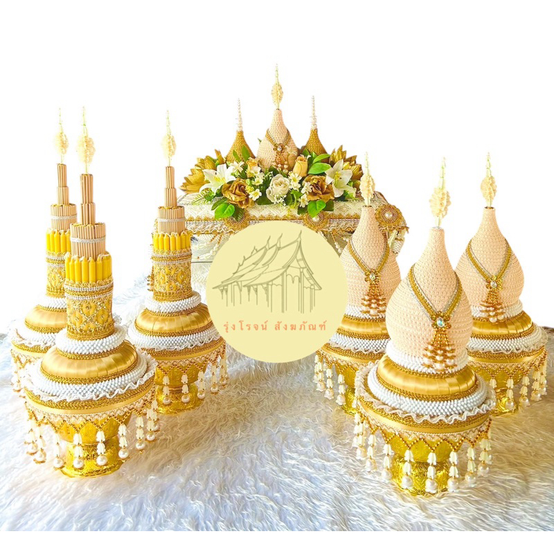 ชุดต้นเทียนบวช ครอบไตรงานบวช ครบชุด สีทองพรี่เมี่ยม งานสวยคุณภาพดีตรงปก ราคาโรงงาน