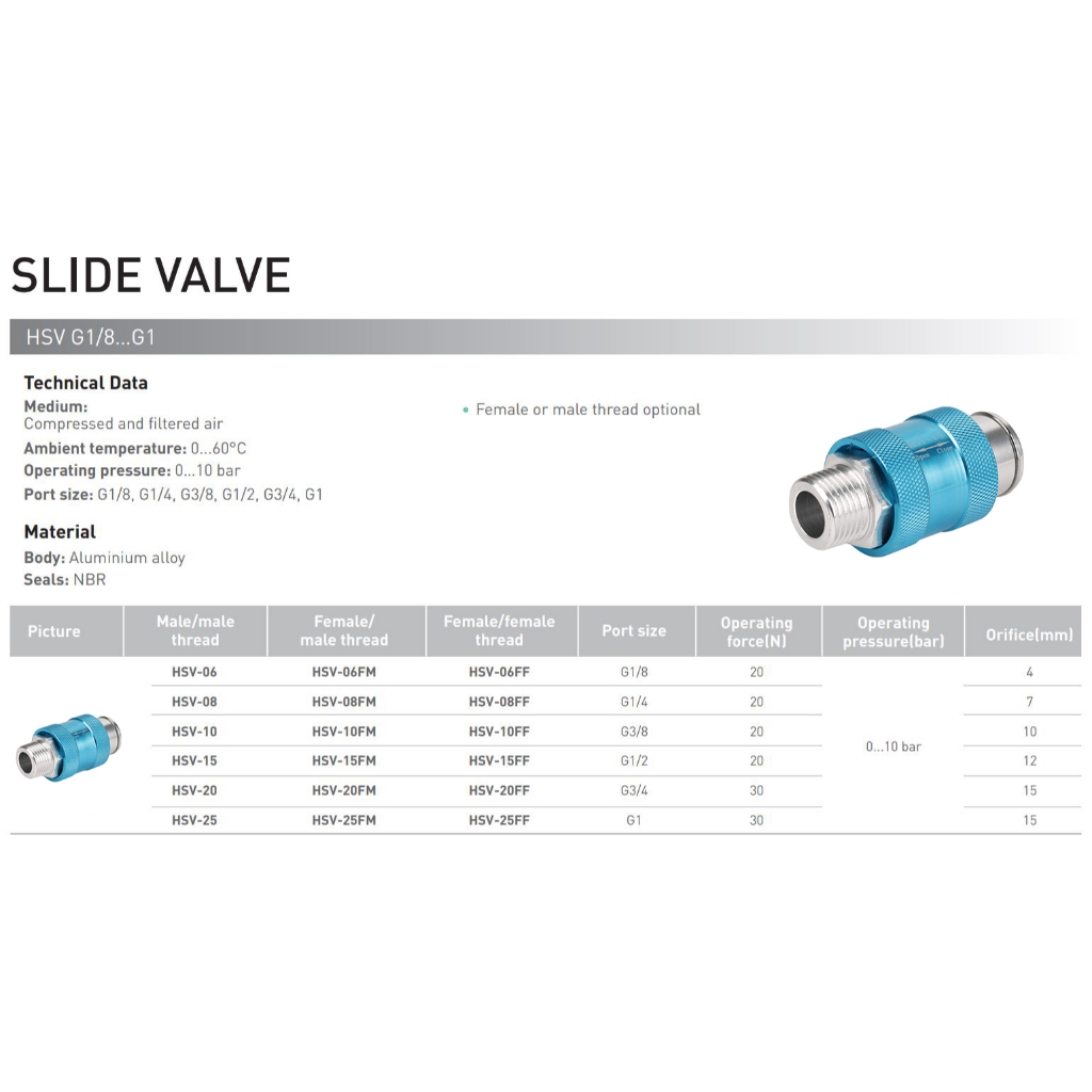 HSV Hand Slide Valve แฮนด์สไลด์วาล์ว แบบเลื่อนเปิด-ปิดลม รูปที่ 3