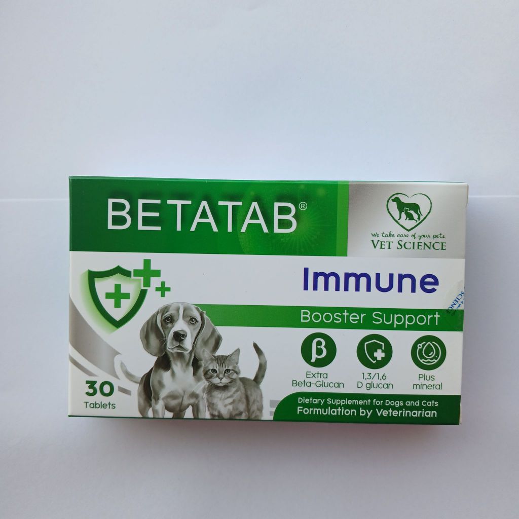 Betatab บรรจุกล่องละ 30 เม็ด วิตามินเสริมสร้างภูมิคุ้มกัน สำหรับสุนัขและแมว