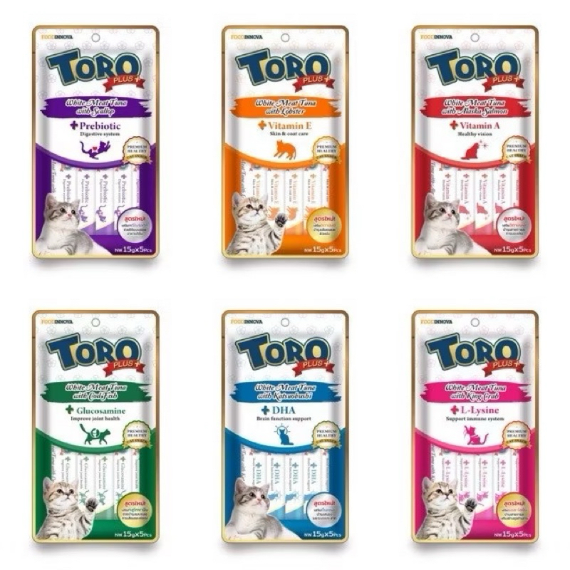 Toro Toro Plus (โทโร โทโร่ พลัส) ขนมแมวเลีย 75g (5ซอง/แพ็ค)