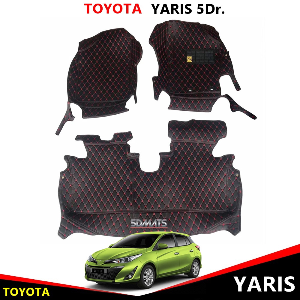 QJ พรมปูพื้นรถยนต์ 6D TOYOTA YARIS QJ หนาพิเศษ เต็มคัน 3ชิ้น