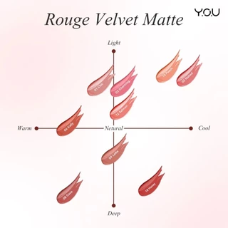YOU Rouge Velvet Matte Lip Cream วายโอยู รูจเวลเวท แมทลิป เนื้อเนียน บางเบา แห้งเร็ว 4.5 กรัม