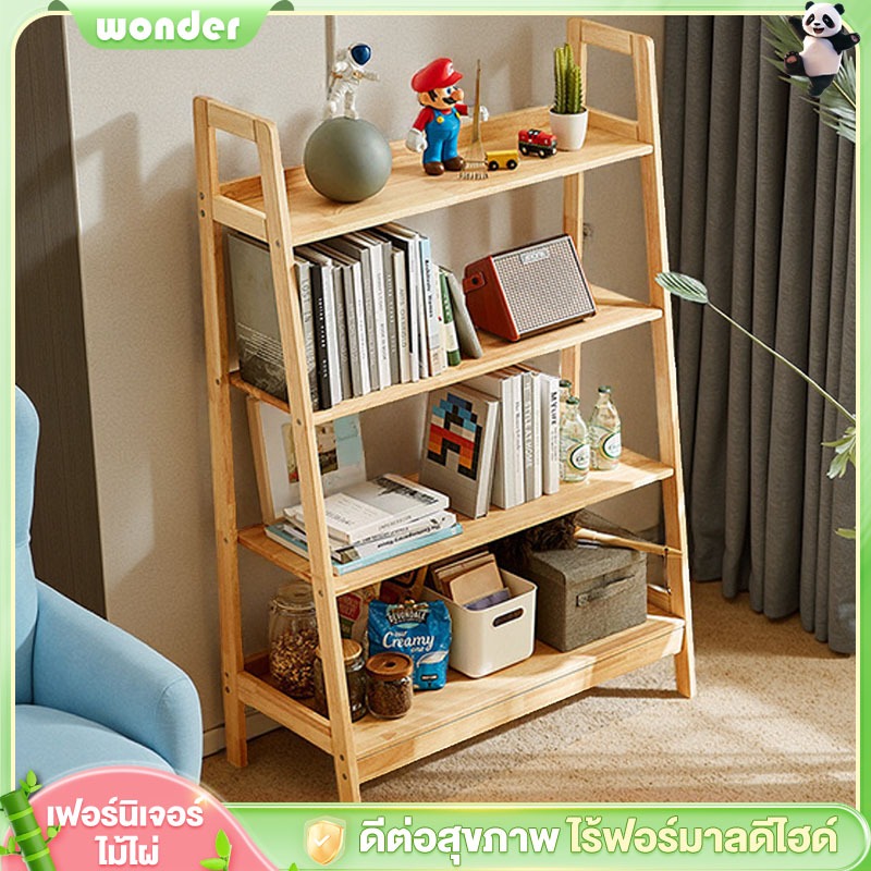 ชั้นวางไม้ ชั้นวางหนังสือ ชั้นวางโชว์ ชั้นวางไม้ไผ่ สามารถวางหนังสือ ตุ๊กตา สามารถรับน้ำหนักได้ 30กก