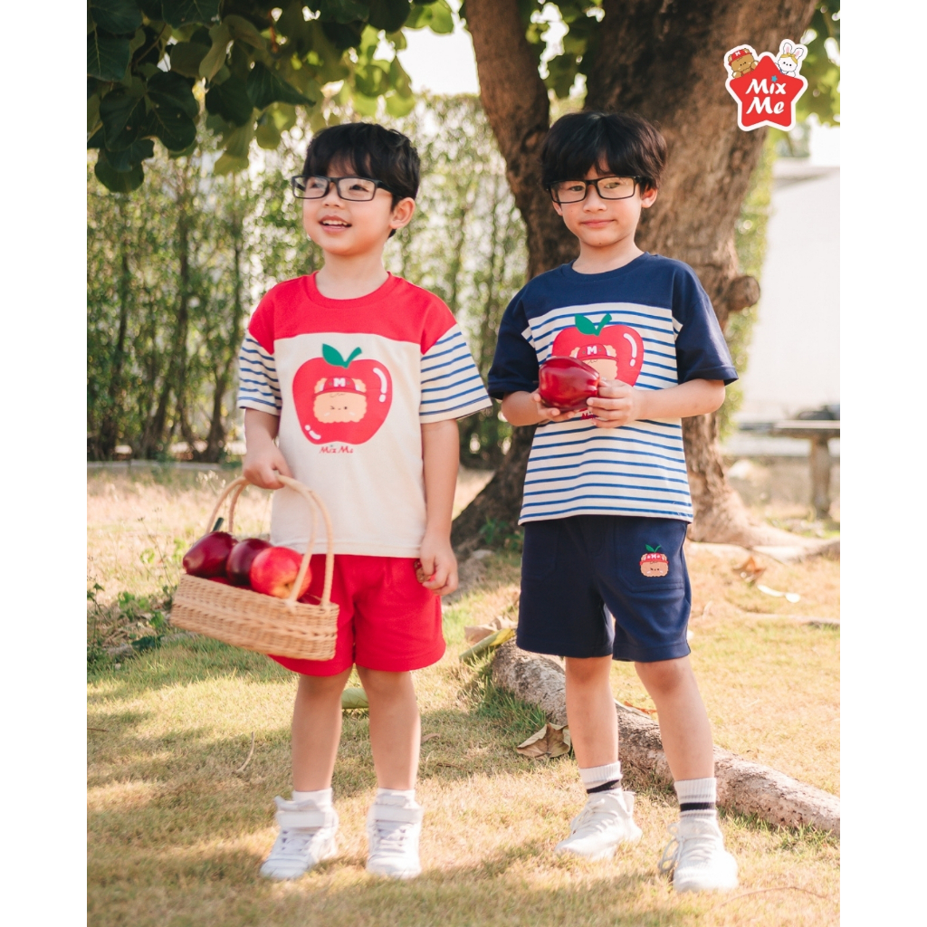 Mix Me กางเกงขาสั้น เรียบๆ ลายหมี ผ้า INTERLOCK 100%Cotton เด็กชาย อายุ 1-7 ปี เสื้อผ้าเด็ก รุ่น 400