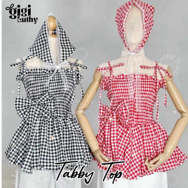 Tabby Top - Gigi Luthy เสื้อสายเดี่ยวผูกไหล่+ผ้าโพกหัวงาน2ชิ้น เสื้อทรงบอลลูน