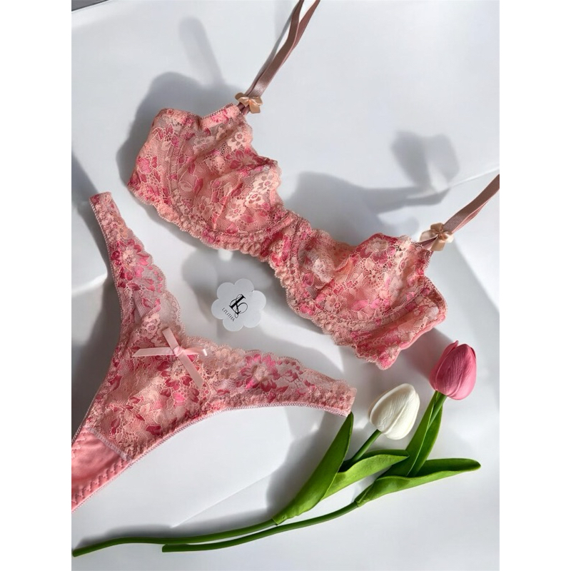 เหลือแค่บราเดี่ยว Peachy Lace ชุดชั้นในลูกไม้สีชมพู ผ้านุ่มมาก