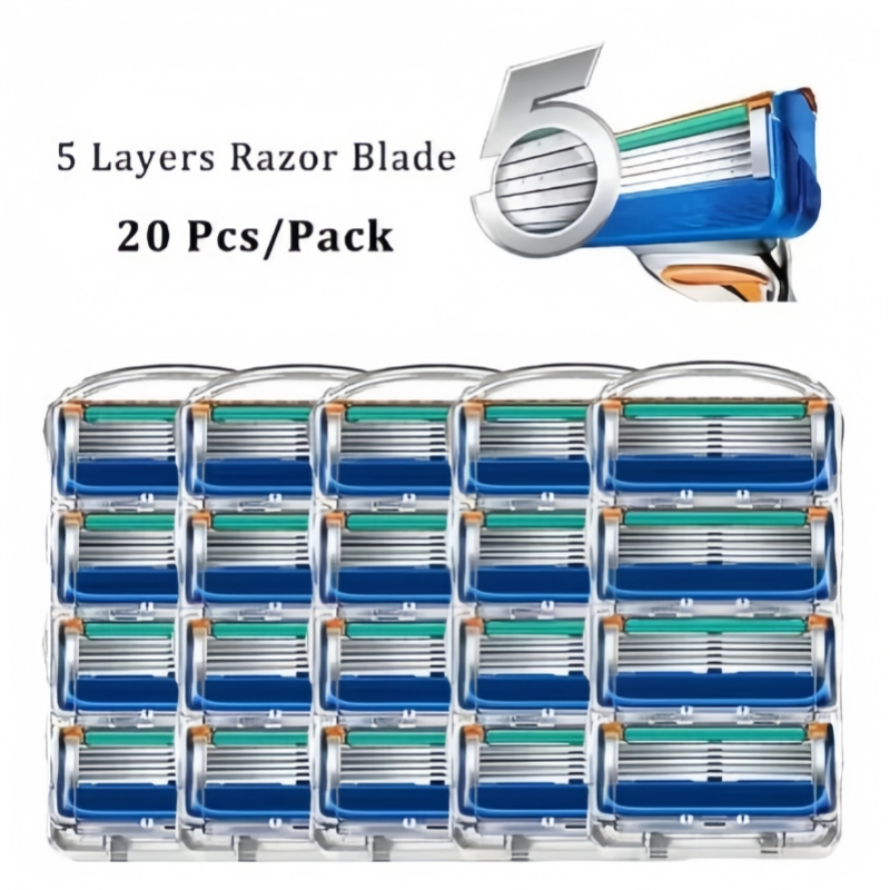Gillette Fusion 5 ฟิวชั่น5ใบมีดโกน5ชั้นปลอดภัยเปลี่ยนหัวโกนหนวดเคราแบบแมนนวลคาสเซ็ตสำหรับดูแลผิวหน้าผู้ชาย