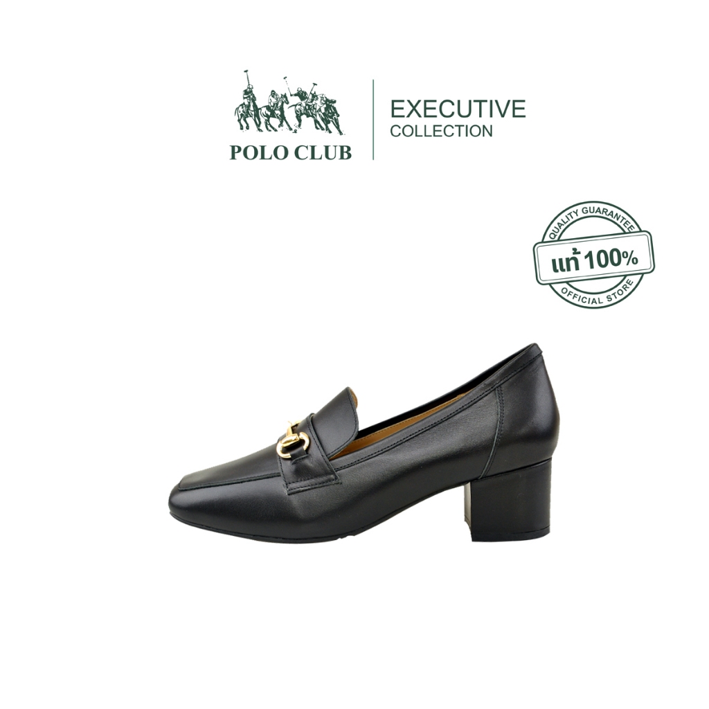 POLO CLUB รองเท้าหนัง รุ่นP1934 สีดำ | รองเท้าคัดชูผู้หญิง สูง 2 นิ้ว