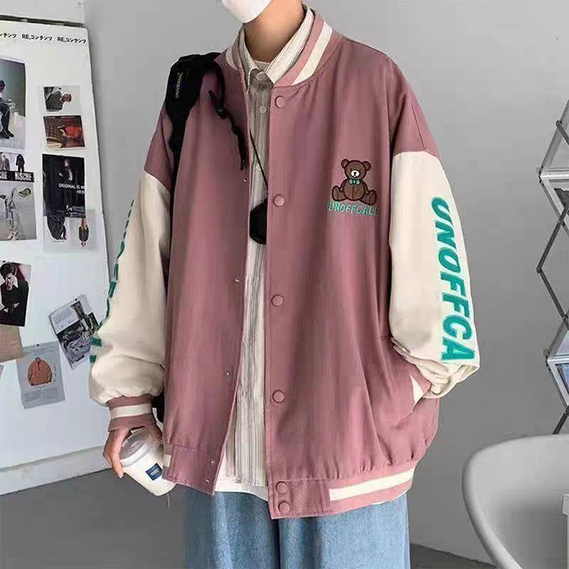 เสื้อแขนยาวแจ็คเก็ต Oversize เสื้อคลุม ปักหมีที่อกกระดุมหน้า มีกระเป๋าข้าง ซับในผ้าร่ม ใส่สบาย  B97