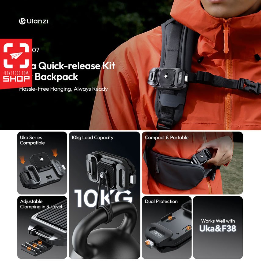 เพลท Ulanzi - UKA07 Quick-release Kit for Camera Backpack Strap Clip C035