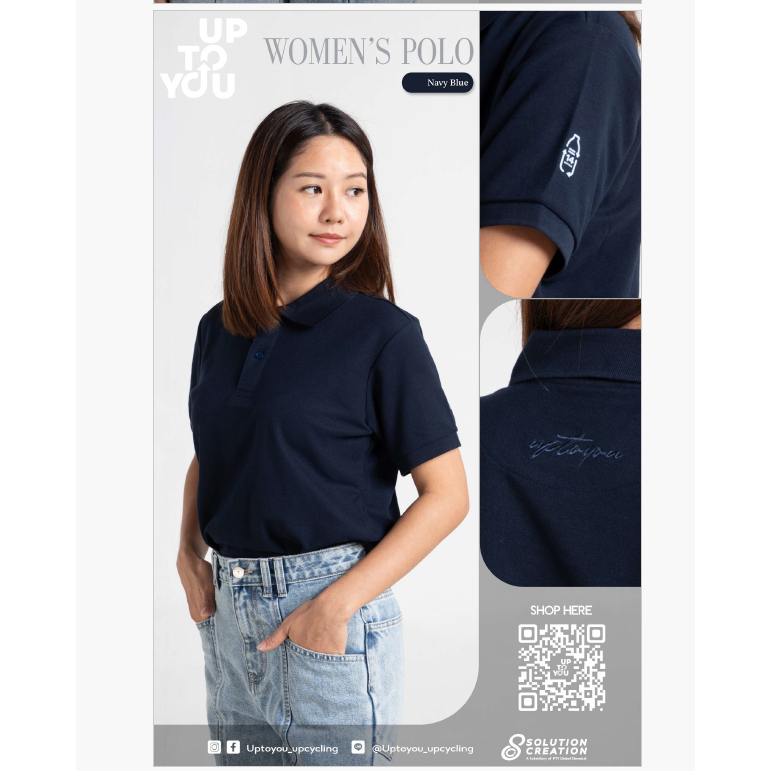 UPTOYOU เสื้อโปโลผู้หญิงแขนสั้น woman polo with uptoyou embroideried