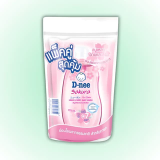 (แพ็คคู่) D-nee ดีนี่ สบู่เหลว 350 มล. x 2ถุง อาบ+สระ ครีมอาบน้ำ แบบถุงเติม สำหรับ เด็กแรกเกิด Dnee Head & Body Organic