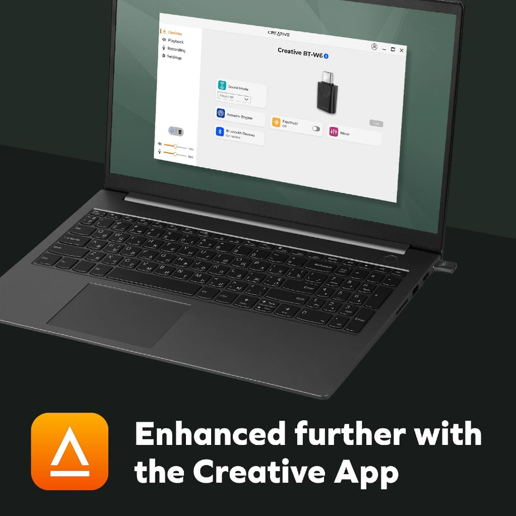 Creative BT-W6 Wireless Audio Transmitter Black การ์ดเสียง