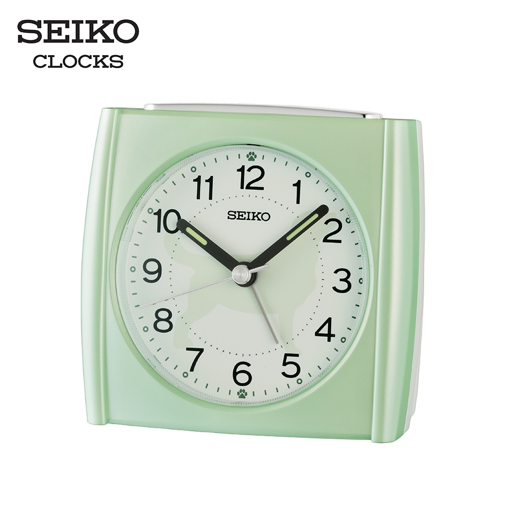 SEIKO CLOCKS นาฬิกาปลุก รุ่น QHE209M ขนาด 3.3 x 3.5 นิ้ว เดินเรียบ สีเขียว