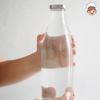 AILO ขวดแก้วใส่นํ้า 1 ลิตร แก้วหนาเป็นพิเศษ คุณภาพดี ดูดีมีรสนิยม ฝาเกลียวอะลูมิเนียม ปิดได้สนิท ของแท้