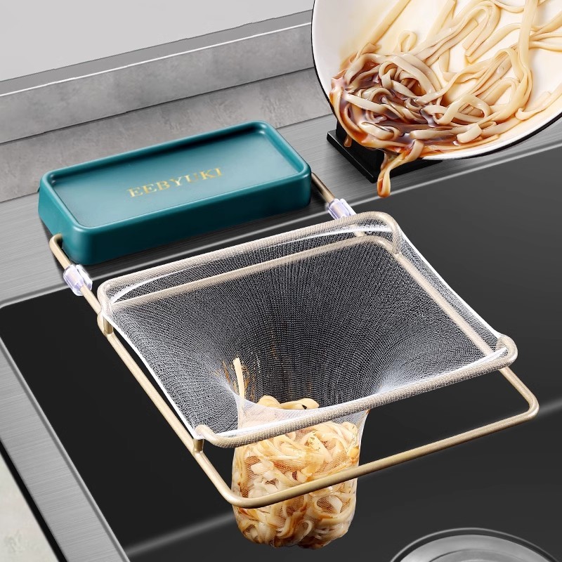 ชั้นกรองเศษอาหารสแตนเลส ที่กรองเศษอาหาร กรองขยะ พร้อมตาข่ายกรองละเอียด