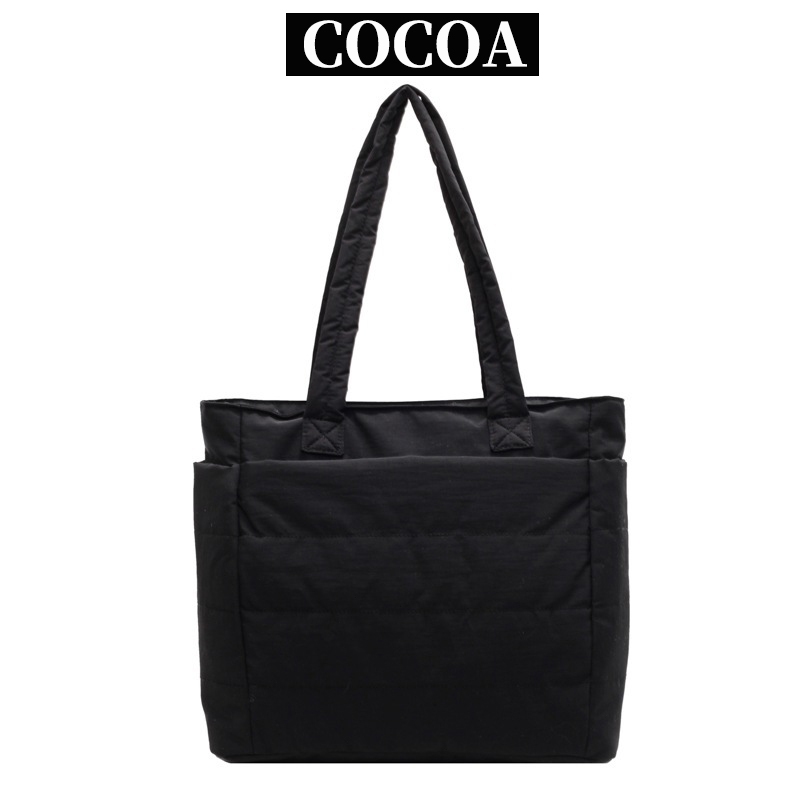 COCOA Tote Bagกระเป๋าถือลําลองความจุขนาดใหญ่, เบาะกระเป๋าสะพายไหล่ไนลอนน้ําหนักเบา, กระเป๋าเดินทาง(36*15*30cm)