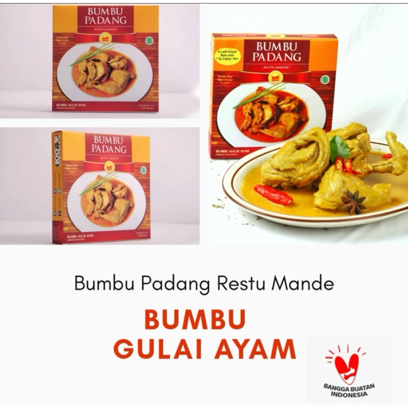 Indonesia Bumbu Gulai Ayam Chicken Curry Seasoning Paste Padang Restu Mande 150 gram