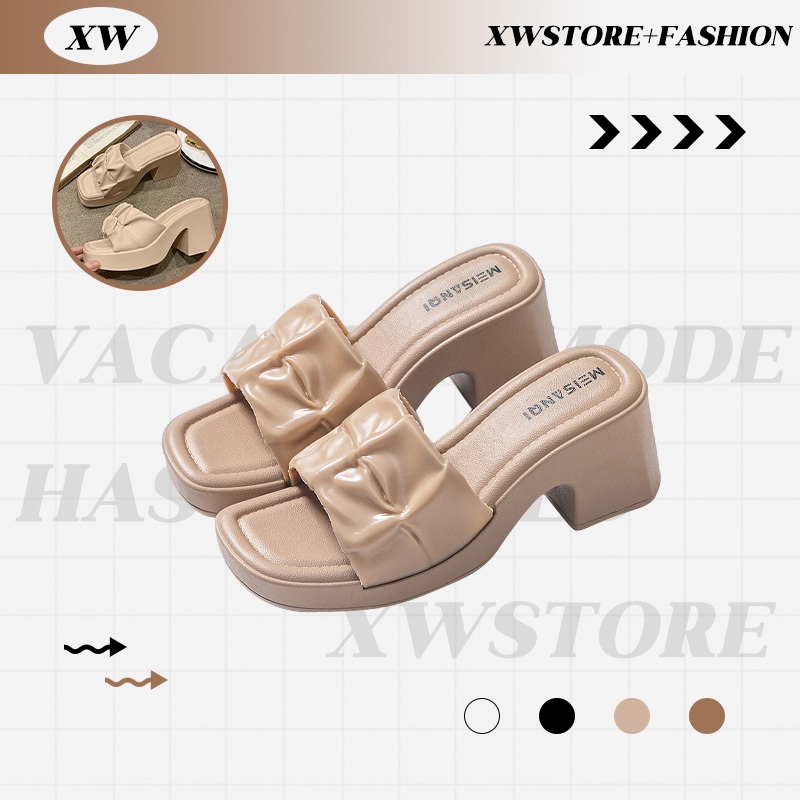 XWshopee  มาแรงในตอนนี้ รองเท้าแฟชั่นส้นเตาตรีด ทรงสวย สไตล์เกาหลี ดีไซน์เรียบง่ายแต่ดูดี มี 4 สีสามารถแมทช์ได้ทุกโอกาส