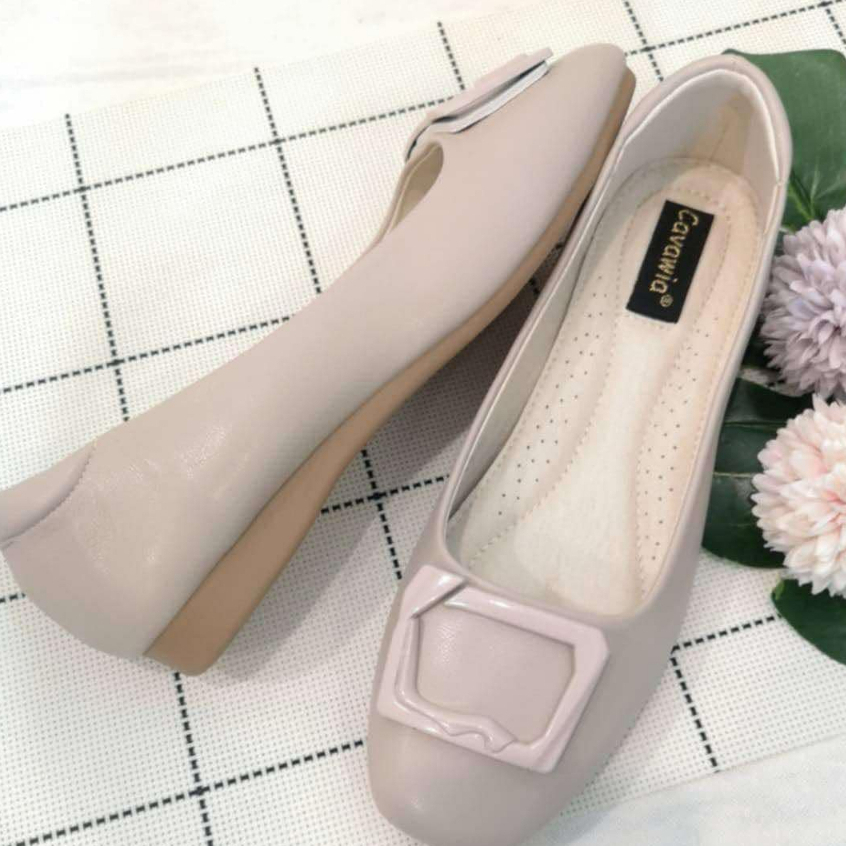 รองเท้าคัชชูแฟชั่น รองเท้าทำงาน Cavawiaสีเบจ